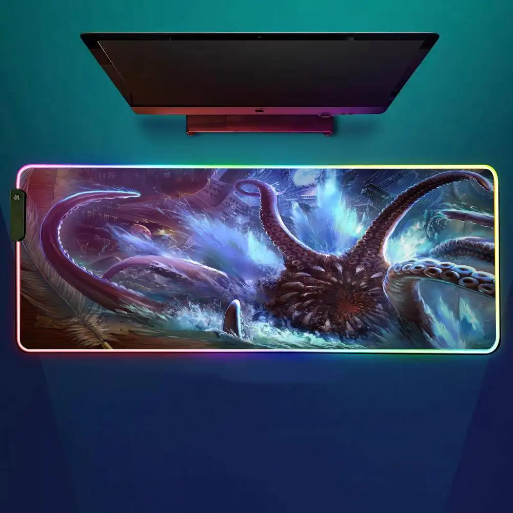

Коврик для мыши Octopus Kraken RGB игровой коврик для мыши настольный коврик HD геймер большой светодиодный светильник XXL коврики для мыши