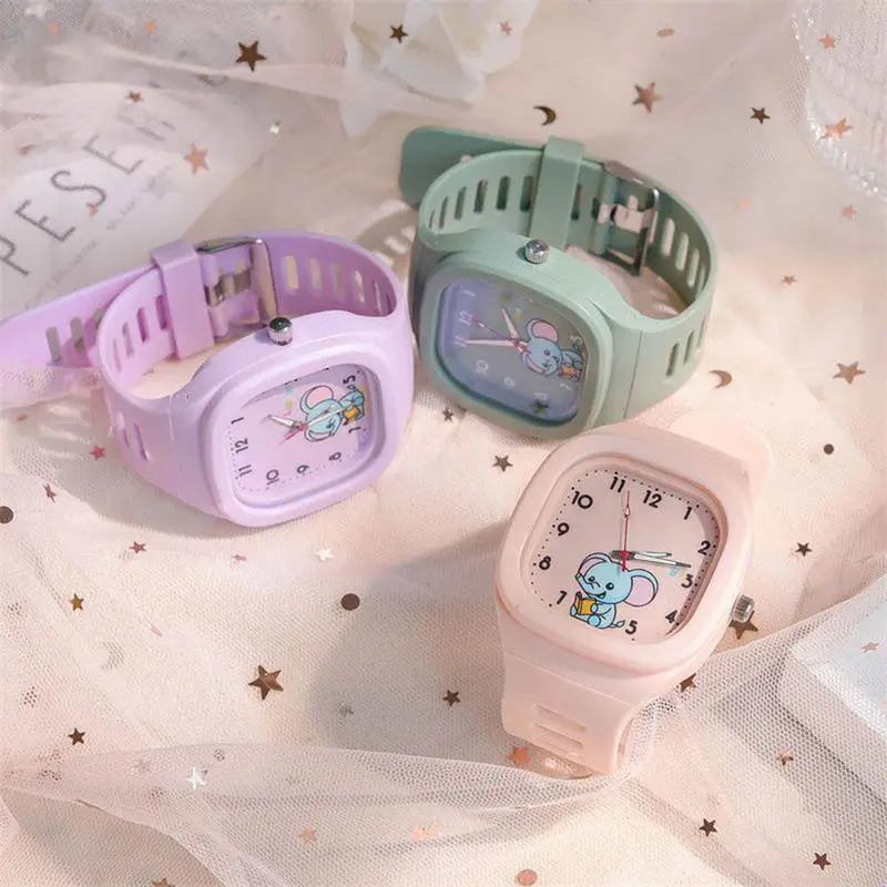 Lovely Kids Watch Waterproof Toddler Digital Watch Light Watch Luminous Square Silicone Fashion Watch For Boys Girls Ages 3-10