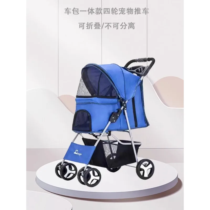 Small and medium-sized lightweight pet cart, dog cat cart, foldable four-wheel trolley, free shipping manufacturer