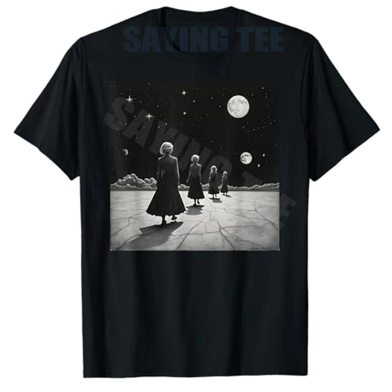 Donne E Lune Nel Deserto T-Shirt Women's Fashion Walking with The Moon Graphic Apparel Y2k Artwork Saying Tee Cool Novelty Gift