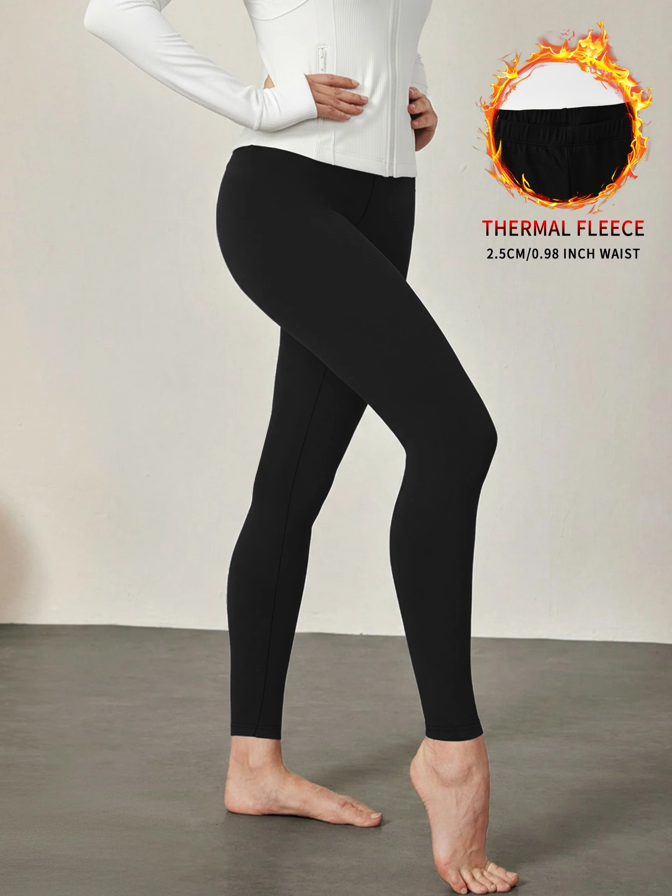 Mit Fleece gefütterte Trainingsleggings mit Wärmedämmung. Damenhose mit hoher Taille, ideal für Winterlauf, Yoga