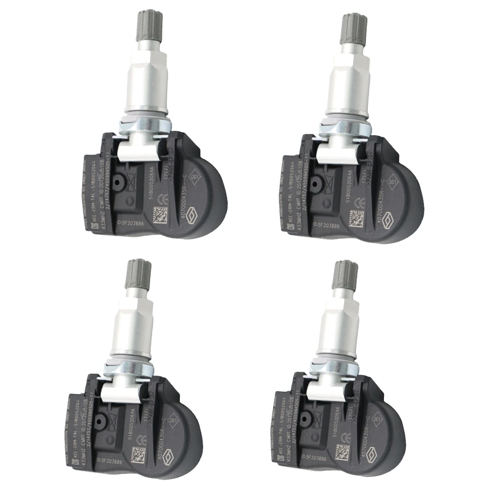 Sensore di pressione pneumatici TPMS da 4 pezzi per Renault Fluence Gran Laguna Megane 40700-0435R, S 180052064 Z, S 180052004 , 407003743 R. R.