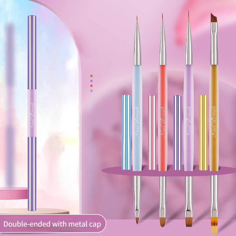 Double Head Multiple Nail Brush Design Tip Drawing Carving Dotting Nail Pen Builder Flat Liner Acrylic Gel Polish Manicure