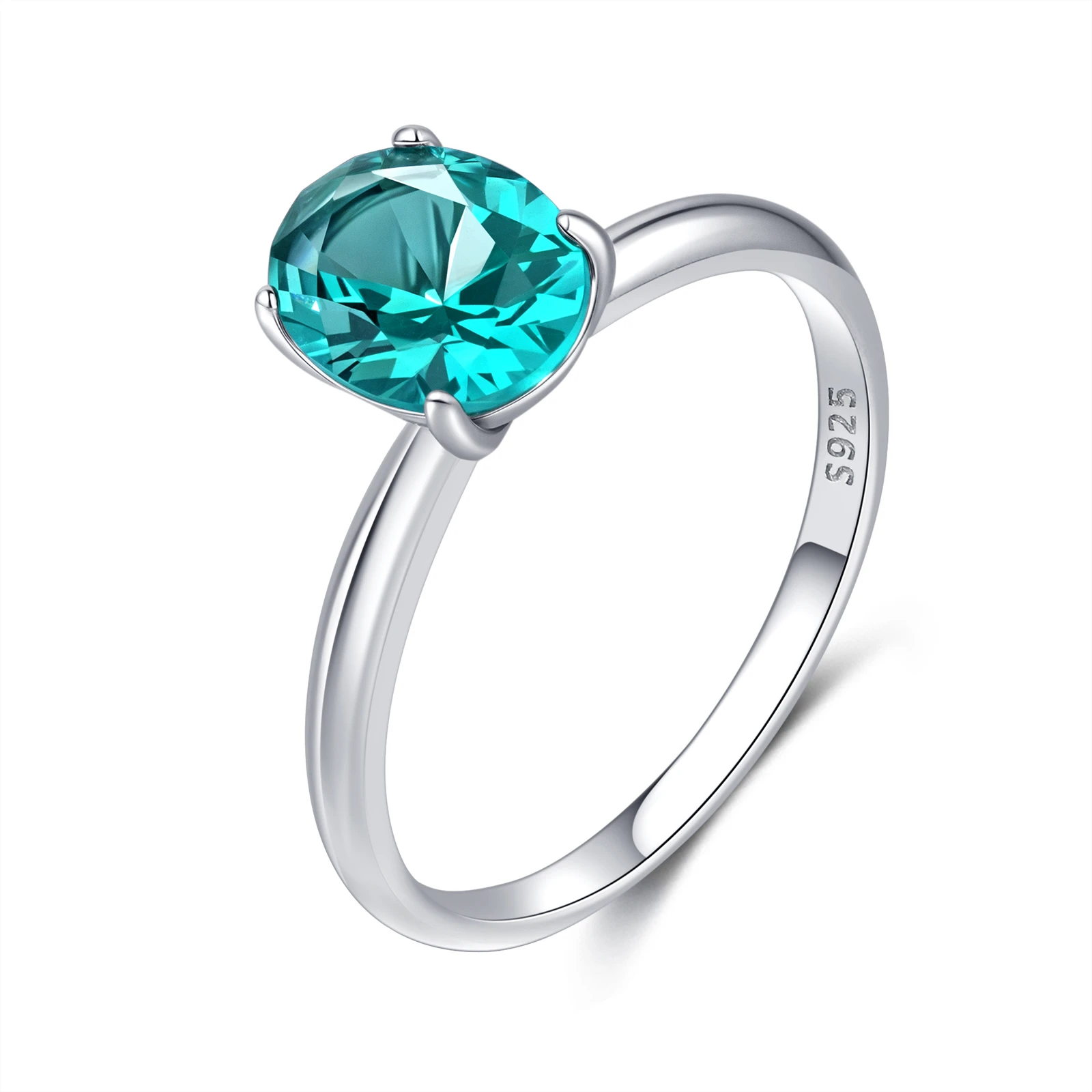 

PANQDIY 925 Sterling Silver 7 * 9mm Oval Zircon Ring Simple Fashion Suitable for Giving Jewelry Gifts To Women