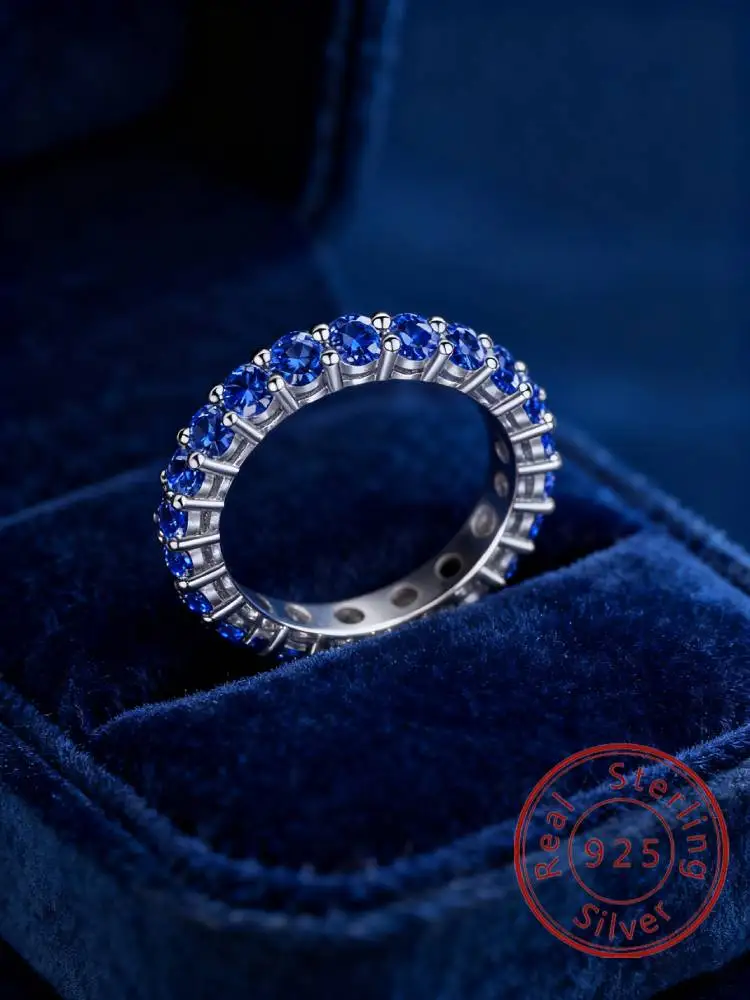 

Классическое однорядное кольцо из стерлингового серебра 925 пробы с цирконом для женщин, юбилей, свадьба, повседневная одежда, роскошные изящные ювелирные изделия