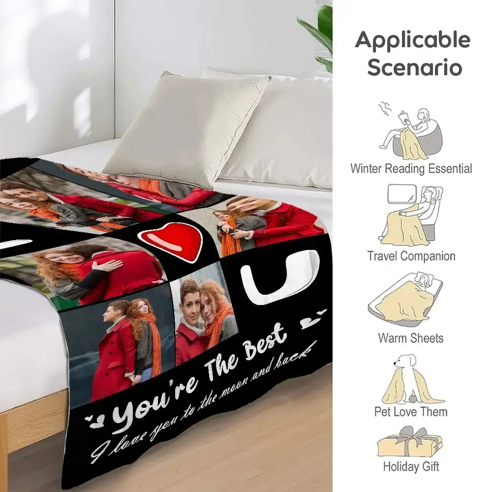 【wedding gifts】Personalized custom photo blanket,suitable for office use,camping,travel,birthdays，Halloween,couple，all season