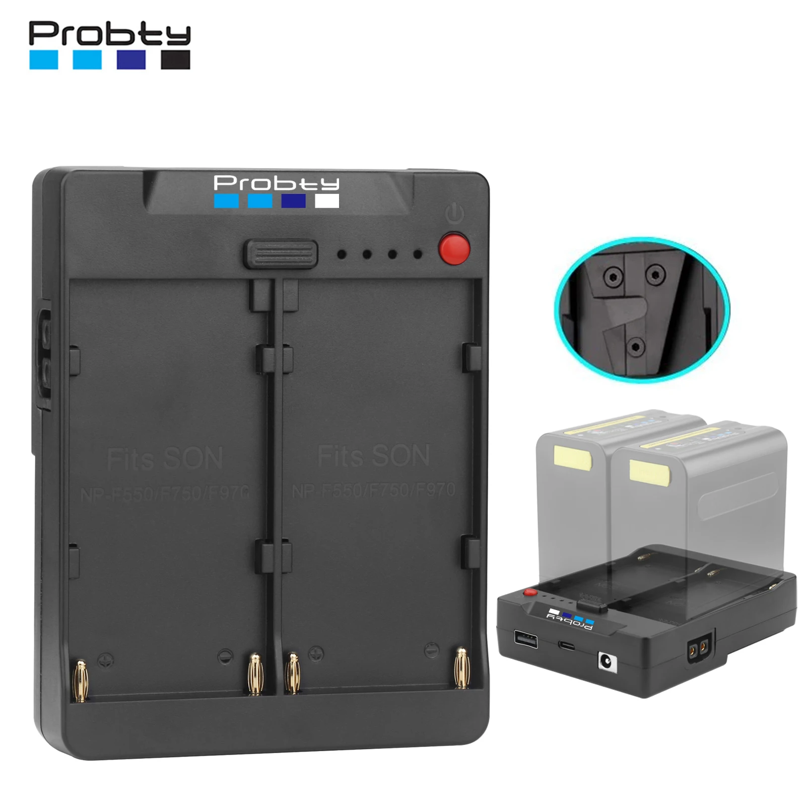 

Probty Dual NP-F970 NP-F Series Battery to V-Mount Lock Power Supply Converter Plate for Tilta Kit Monitors LED Light