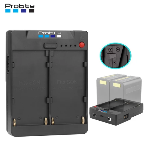 Probty Dual NP-F970 NP-F Series Batería a Bloqueo de montaje en V Placa convertidora de fuente de alimentación para Tilta Kit Monitores Luz LED