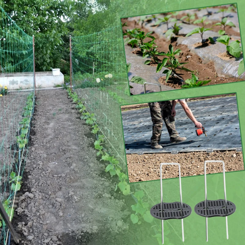 40PCS Garden Pegs U-shaped Ground Pegs Heavy Duty Metal Pins Spikes Ground Staple With 30pcs Buffer Washers For Securing NEW