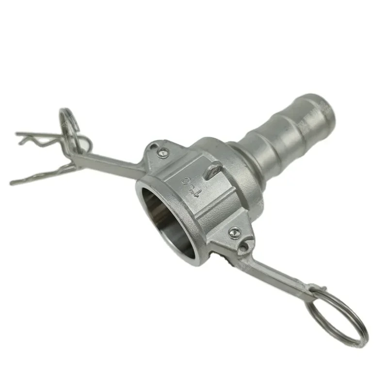 Stainless Steel Type C Female Coupler x Hose Shank Cam and Groove Fitting with Safety Clips