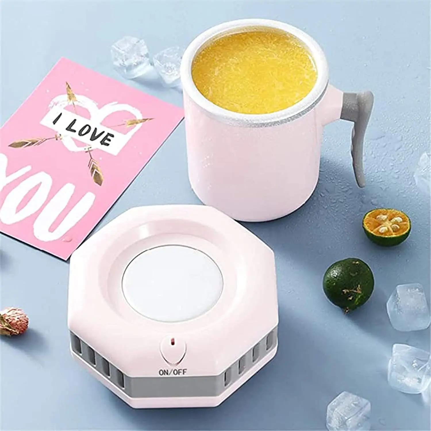 Summer Electric Mini Quick Ice Maker Cooling Cup Portable Office Cooler Smart Beverage Quick freezer Mug 420ML