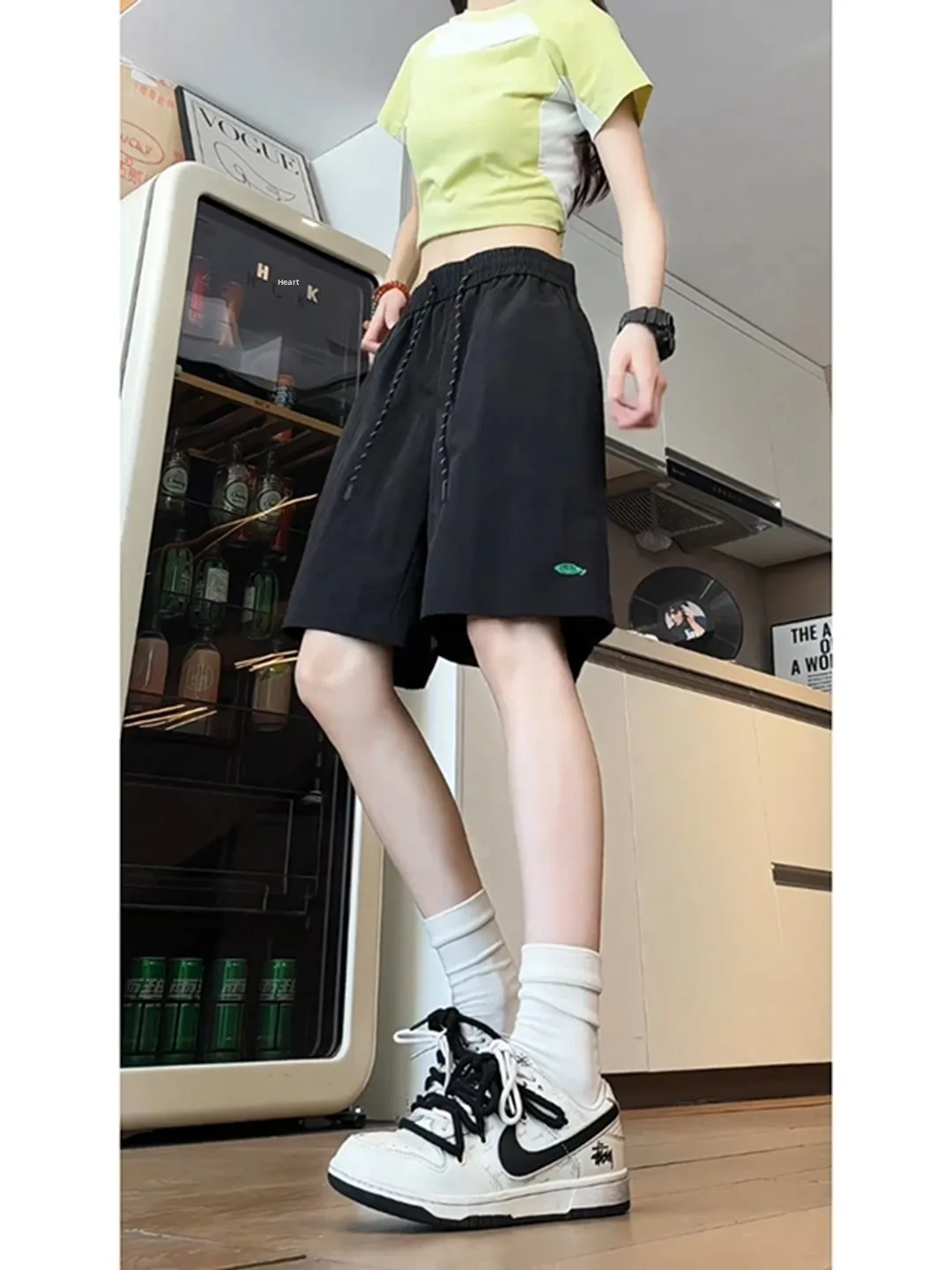 

Bla Embroidered Qui Dry Men's orts Summer Thin Cool Feeling Outdoor Running Five-Quarter Length Spor Casual Trousers