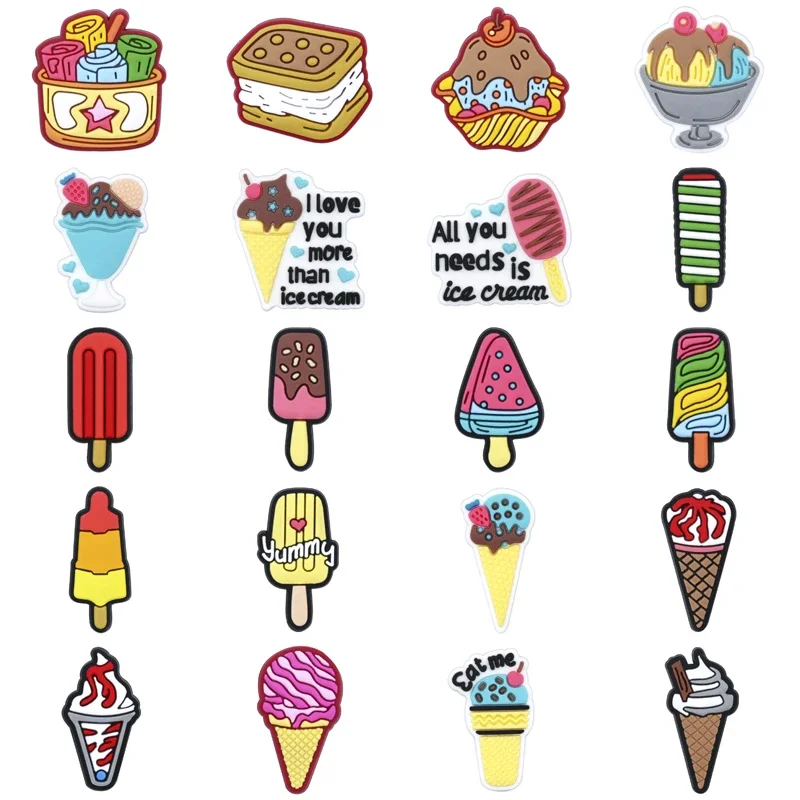 

Shoe Charms for Crocs Accessories Lce Cream Shoes Charm for Croc Decorations Pins Men Accessory Jeans Woman Clogs Clips Badges