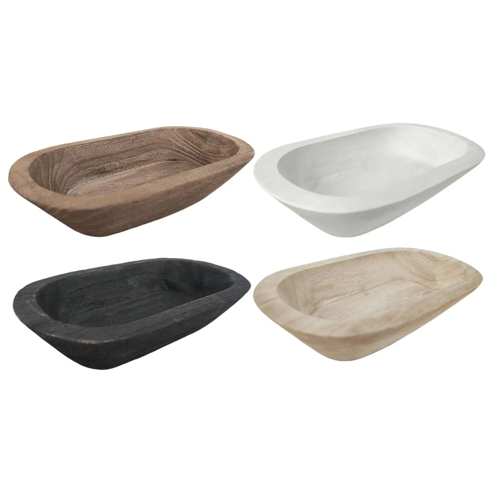 Wooden Dough Bowl for Candle Making, Multipurpose Lightweight Rustic Empty Wood Serving Tray, Decorative Bowl