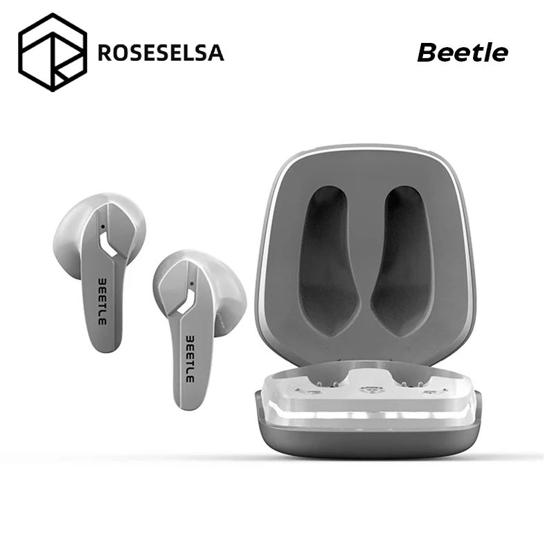

ROSESELSA Beetle Earphones Wireless Bluetooth 5.4 HeadphonesTWS HiFi Stereo Sound Earbuds Sport Low Latency Headset Gamer Pro