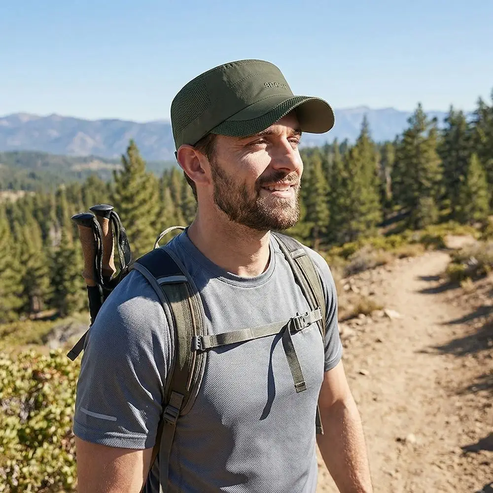 

Versatile Adjustable Flat Top Cap Breathable Casual Wear Mesh Sun Hat Polyester Sun Protection Quick Drying Cap Summer Outdoor