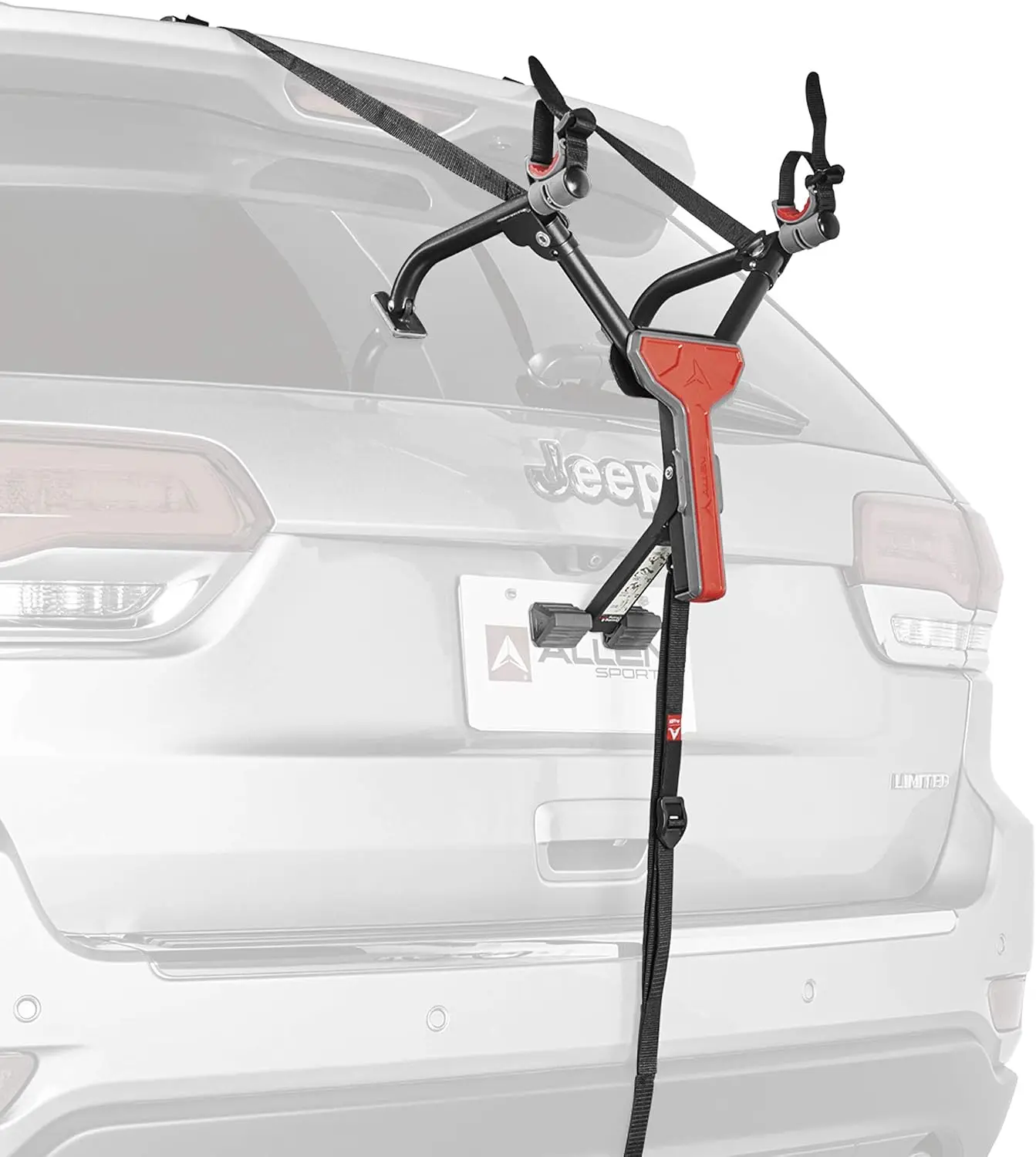 Folding Single-Bike Trunk Mount Rack, Ultra-Compact Sports Carrier, Gray Powder-Coated