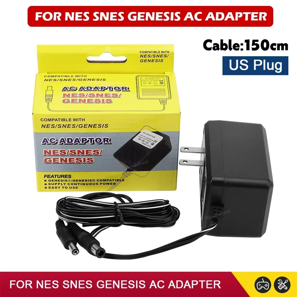 New AC Power Supply US PLUG Input 110-240V 60Hz Output DC 9V-850mA AC Adapter For NES/SNES/Sega Genesis Game Console Adaptor