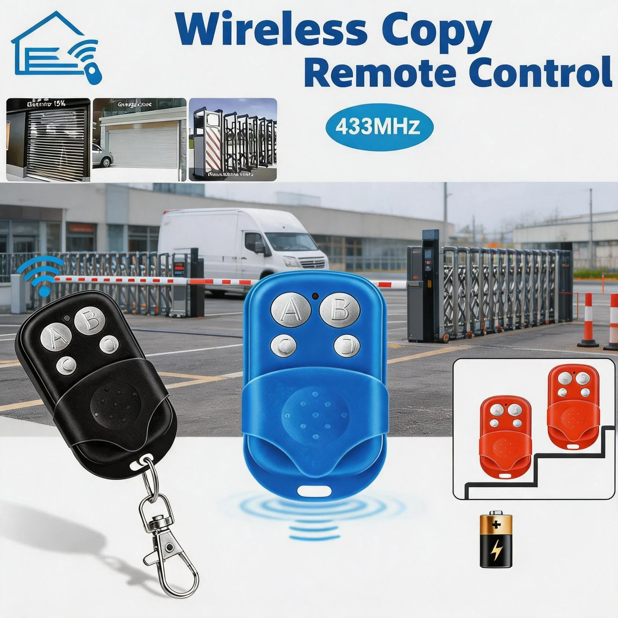

DIXSG 1PC Universal Garage Door Opener Remote Control 433MHZ 433.92MHZ Code Grabber Clone Gate Key Fob Command Hand Transmitter