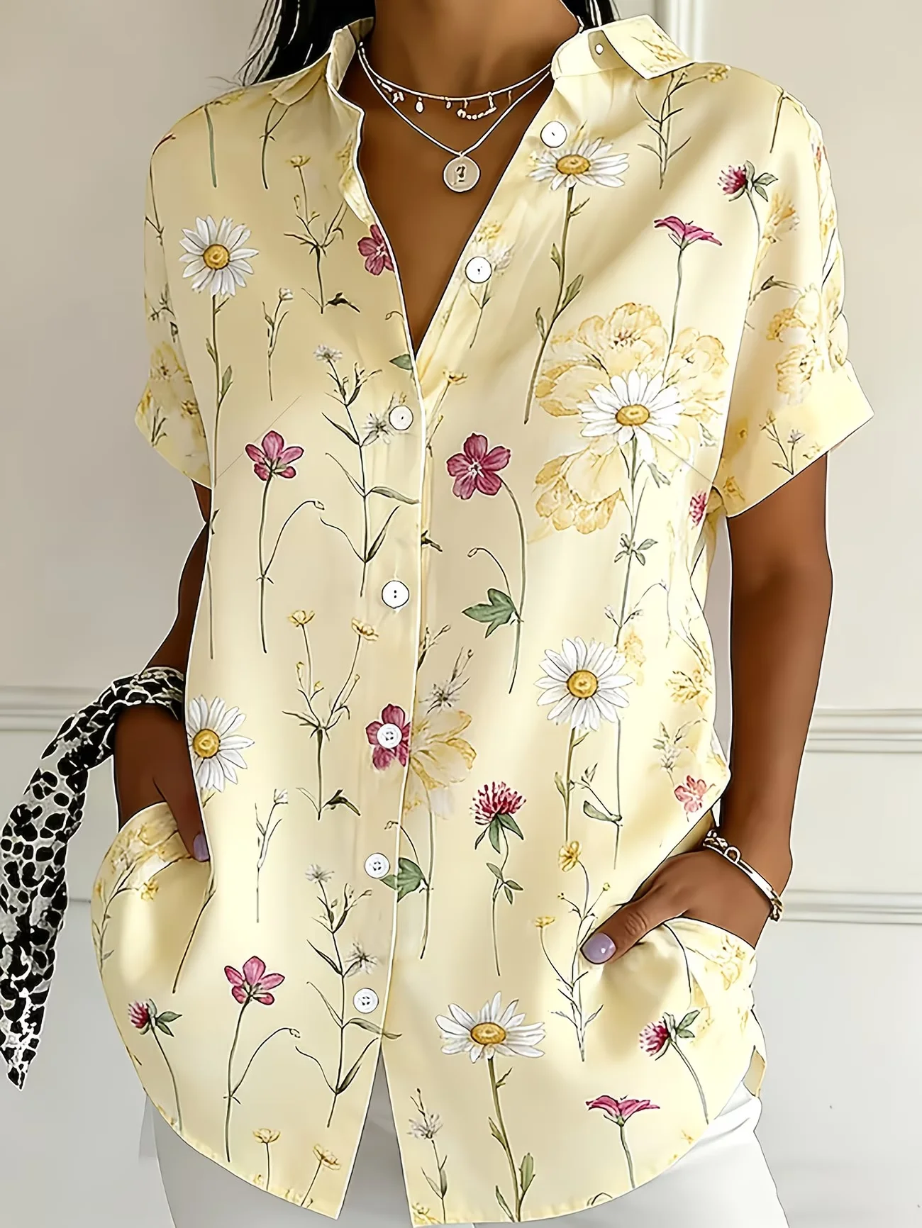 Chemise boutonnée à manches co - Romper Floral Print avis et prix