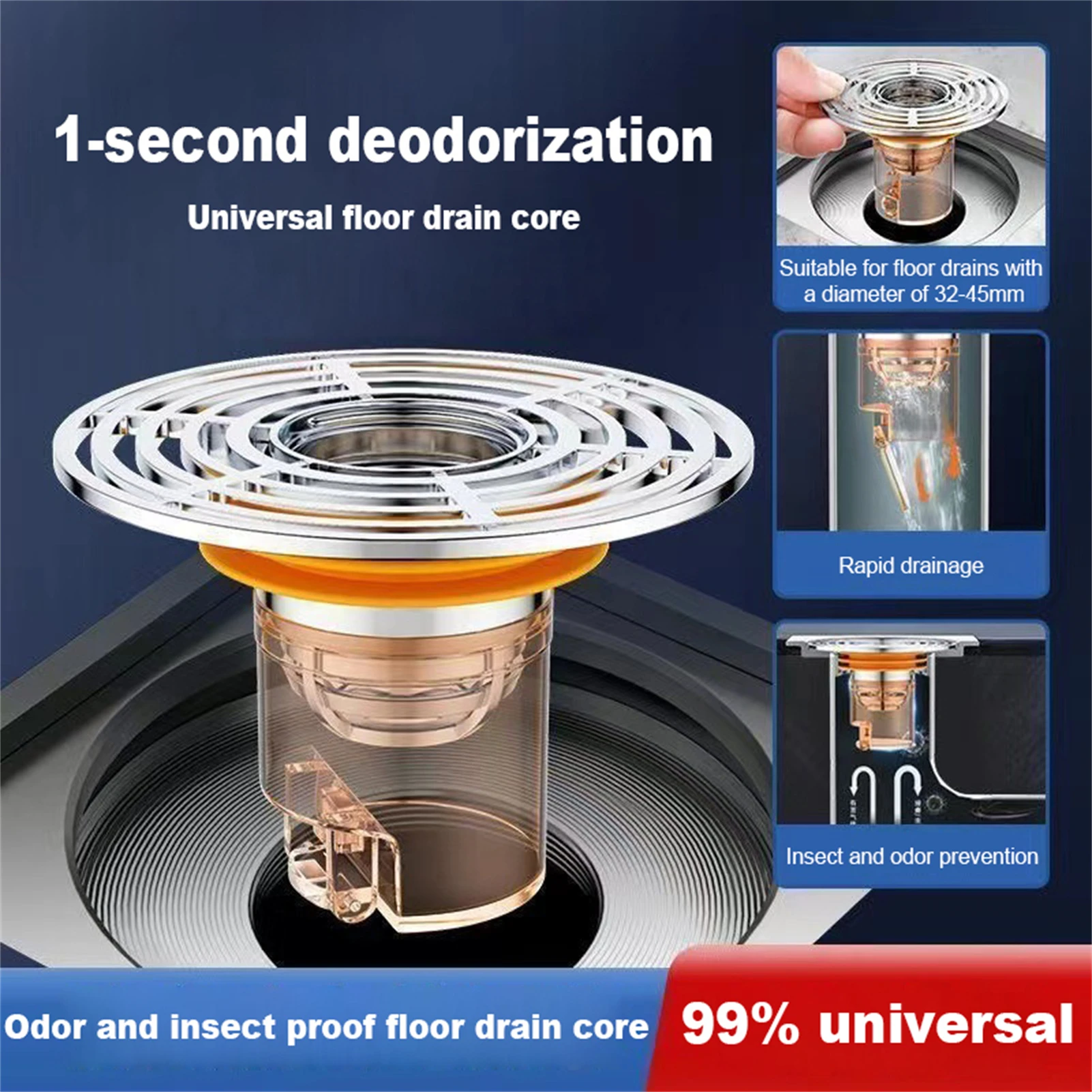 

Anti-backflow Floor Drain Plug Sink Strainer Filtering Debris Drain Plug for Kichen Bathroom Floor Drain