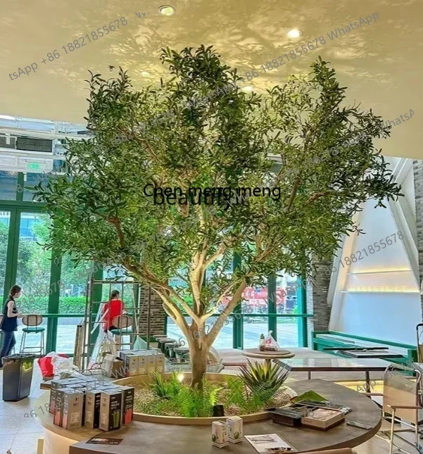 Simulation Olive Tree Large on-the-Ground Green Plant Landscape Bionic Fake Trees Decorative Showcase Landscape
