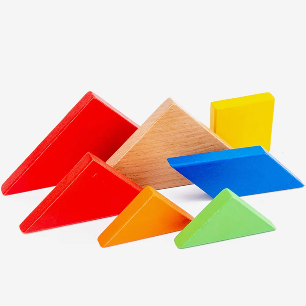 2Sets Tangram Puzzle Educational Wooden Colorful Early Learning Gift for Kids Toddlers Shape Recognition 12x12cm