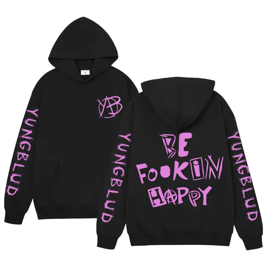 

Рок-певец Yungblud Be Fookin Happy толстовки мужские женские с длинным рукавом хип-хоп большой пуловер Harajuku свободные толстовки унисекс