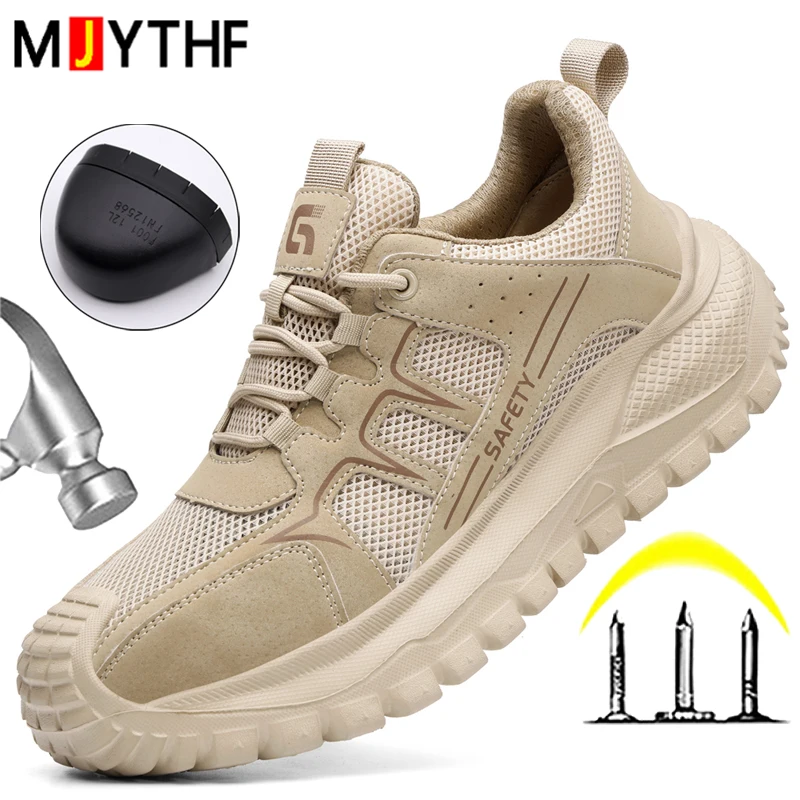 Zapatos transpirables con punta de acero para hombre, zapatos de seguridad para el trabajo, zapatillas de trabajo ligeras y cómodas, zapatos de protección, zapatos a prueba de pinchazos para hombre