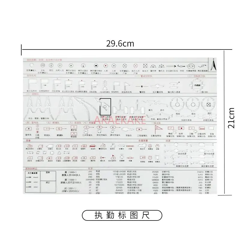 1pcs Duty map ruler, event situation ruler, formula template ruler, formation arrow ruler, map name ruler, square ruler