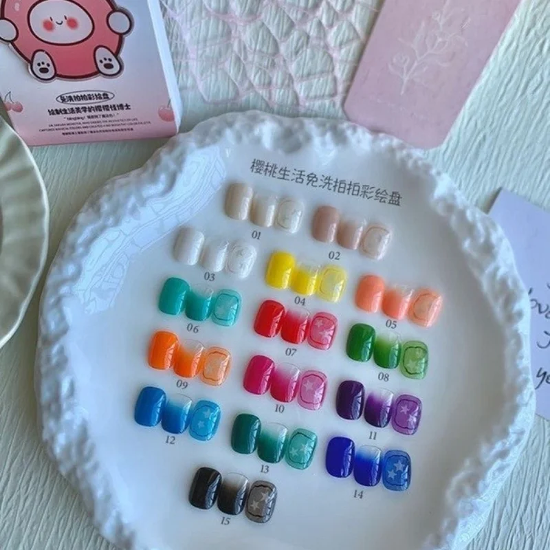 4 In1 No Wipe Patting Gel Palette Gradient Nail Polish Semi-Solid Nail Art DIY Drawing Stamping UV LED Gel Varnishes with Sponge