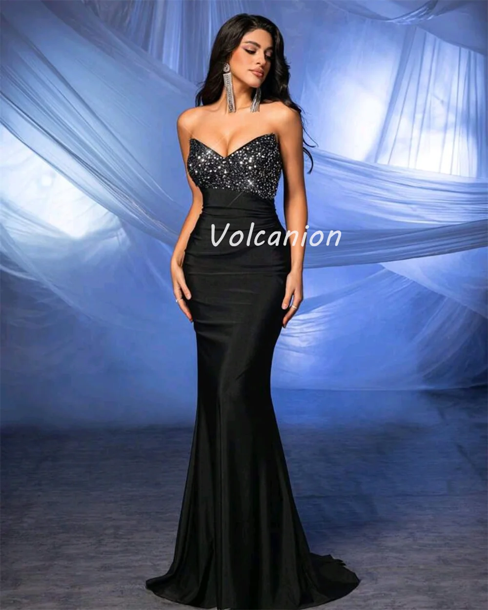 Индивидуальные современные стильные изысканные шармезные бисерные стразы Русалка Милая Длинные платья на заказ Классические платья для особых случаев