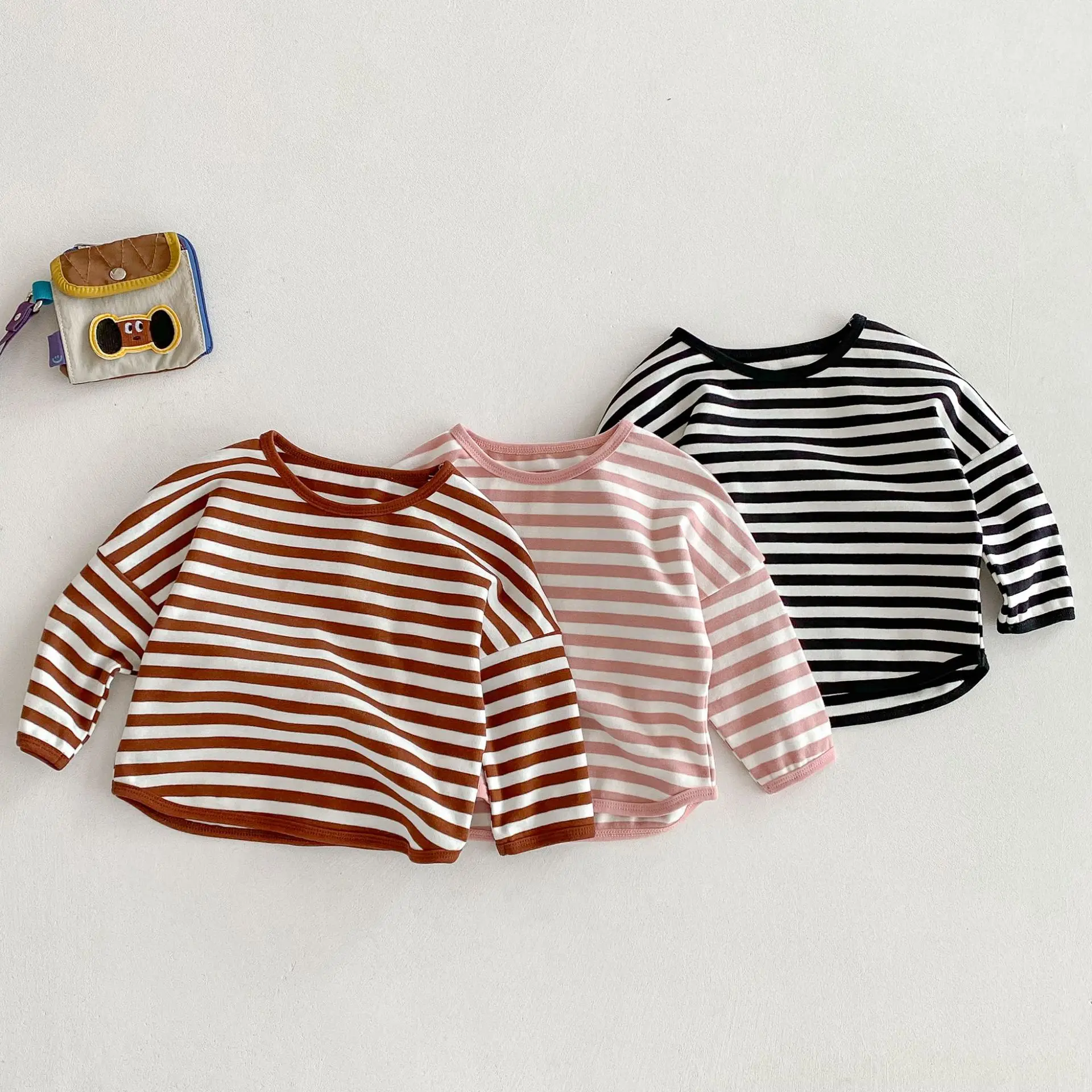 Kinder T-Shirts Herbst Frühling Tops für Jungen Kinder Gestreiftes T-Shirt Mädchen Unten Kleinkind Outfits Baby T-Shirts Kleidung 1-6 Jahre