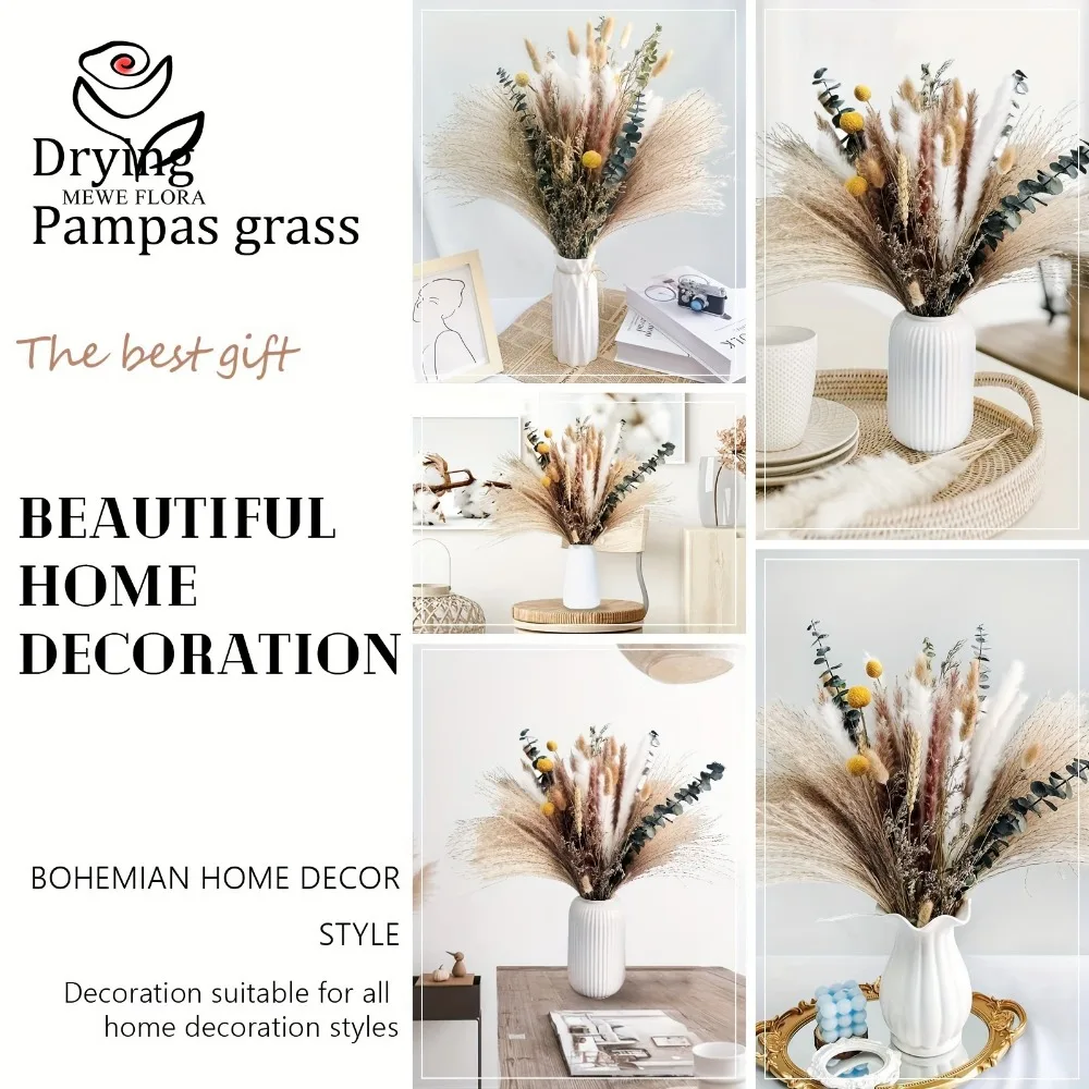 الطبيعية المجففة Pampas العشب باقة ، زينة عيد الميلاد ، ريد ، الكافور ، بوهو ديكور المنزل ، DIY بها بنفسك صنع ، اكسسوارات الحرفية