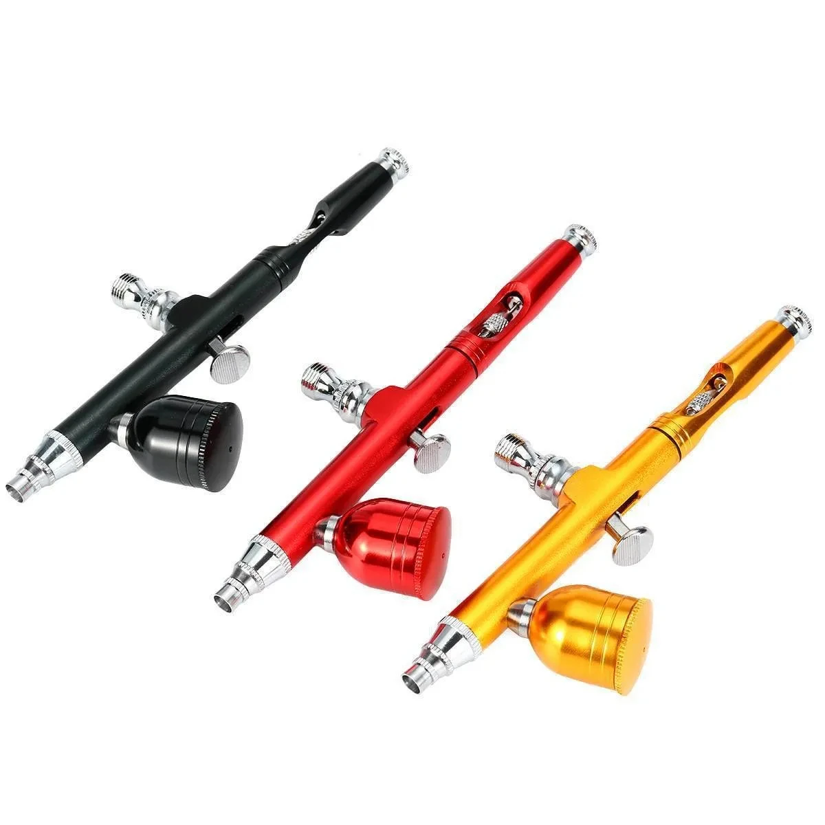 Airbrush Kit, Dual-Action Gravity Air Brush Gun with 3 Nozzle Sets, Aluminum Spray Gun for Makeup Nail Art Painting Model