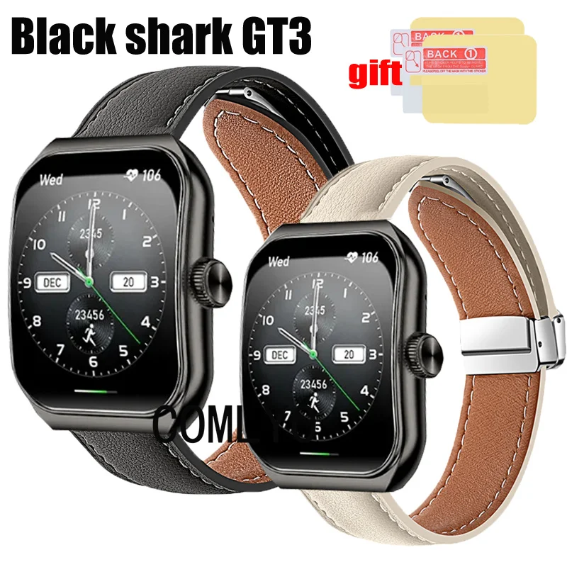 For Blackshark GT3 black shark gt 3 Strap Smart watch Leather Genuine Folding Magnetic Buckle Women men Band Screen Protector