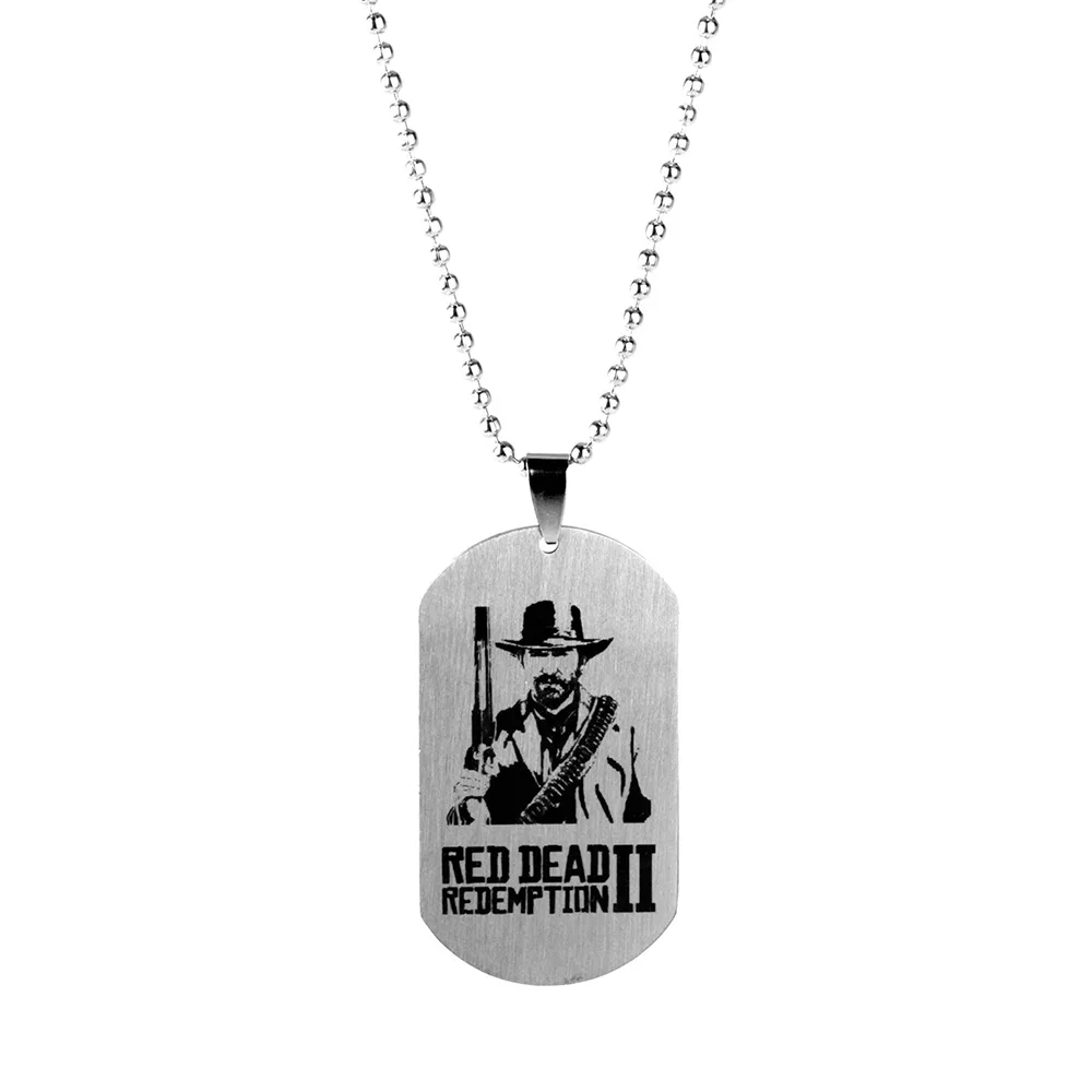 Vintage Red Dead Redemption Pendant Keychain Stainless Steel Dog Tag Key Ring Finder RDR2 Game Fans Collectible Jewelry Gift