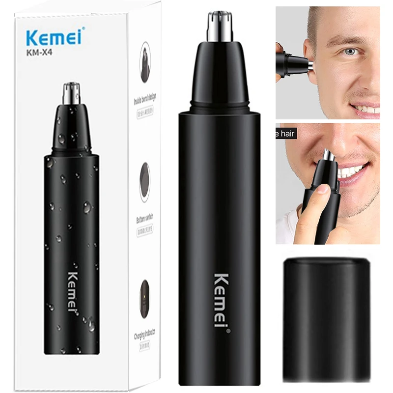 Kemei X4 Washable Nose Hair Trimmer for Men Rechargeable USB Trimmer for Nose Electric Trimer Nose Hair Removal Ear Cleaner