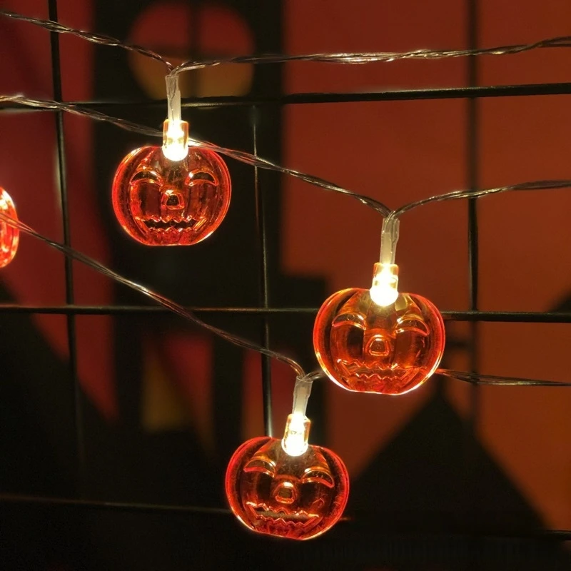 1PC Halloween Pumpkin String Lights Battery Powered Fairy Lights Spooky Atmosphere Decoration Lights For Home Party Garden Yard