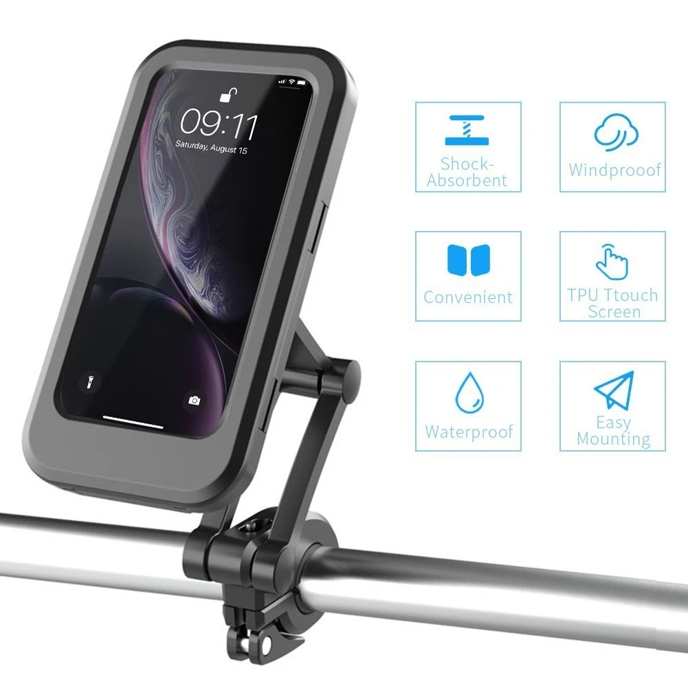 Waterproof Motorcycle Bike Mobile Phone Holder Support Universal Bicycle GPS 360° Swivel Adjustable Motorcycle Cellphone Holder