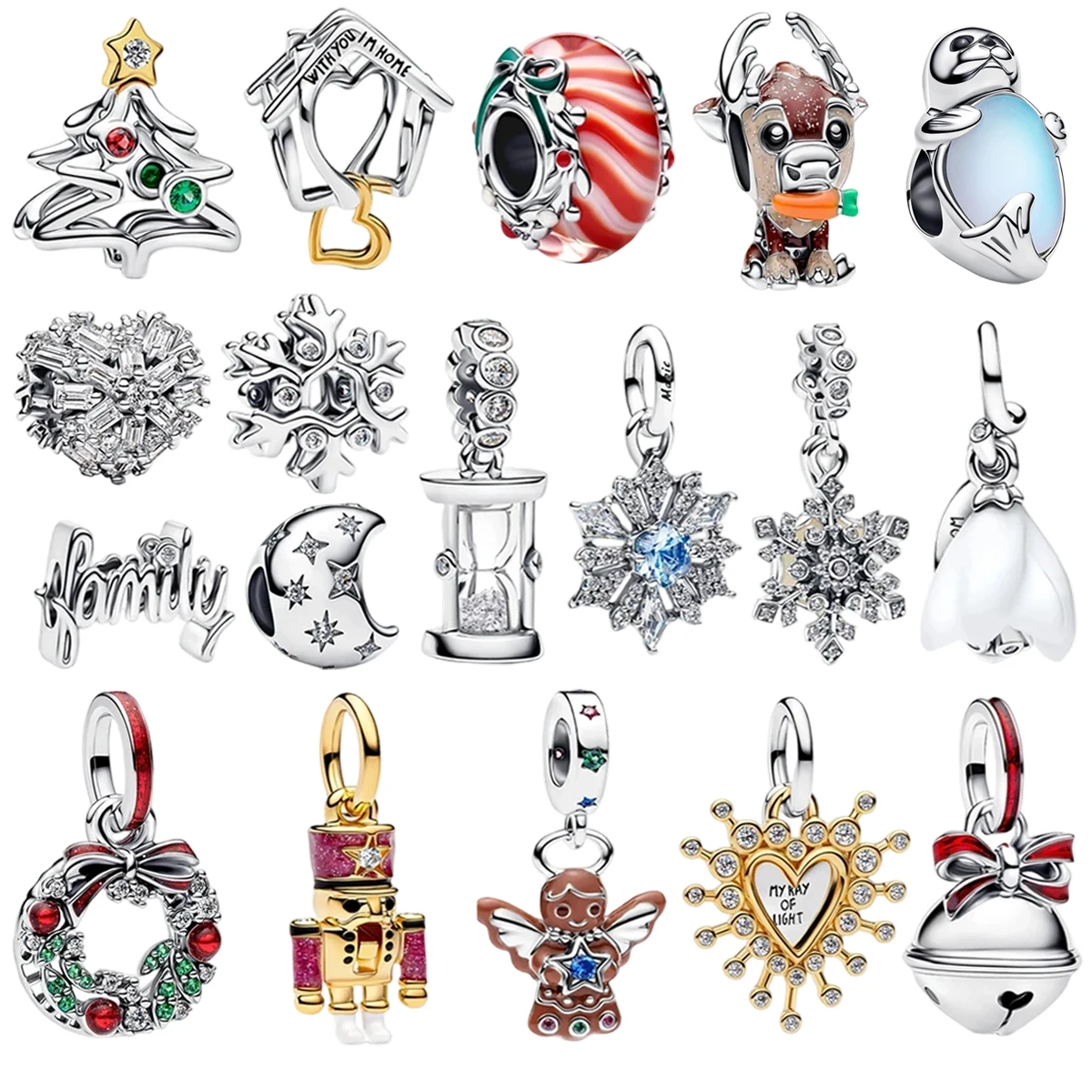 

Оригинальный рождественский кулон из стерлингового серебра 925 пробы, серьги-бабочки, бусины-снежинки, подходят для браслетов «сделай сам», ожерелья, ювелирных изделий, подарков