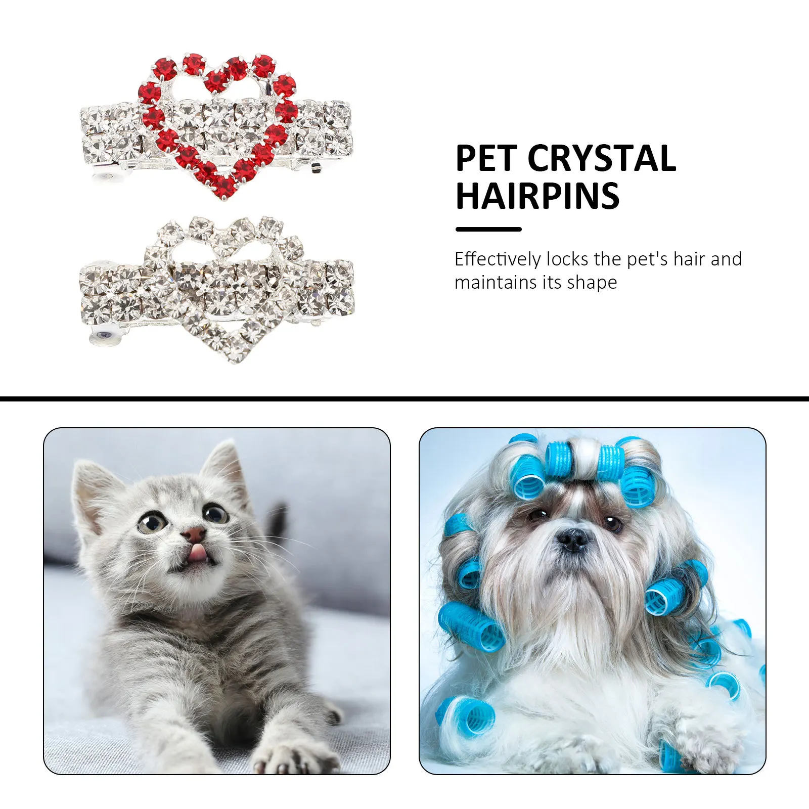 

2Pcs Heart Shape Pet Hair Clips Decorative Puppy Dog Hairpins Durable Chic Accessories for Daily Use Decorative Pet Hairpin