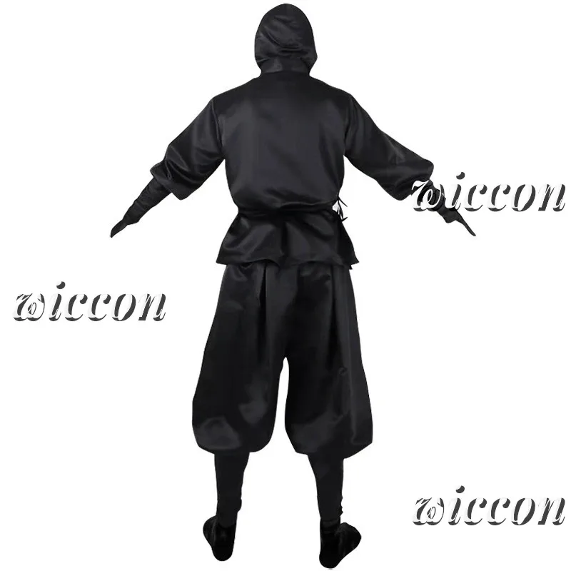 اليابانية النينجا تأثيري حلي الكبار الساموراي الخيال كيمونو مقنعين الأسود الزي الرسمي هالوين كرنفال حفلة البدلة
