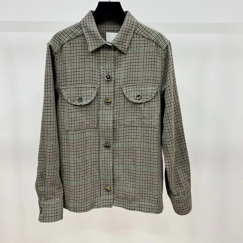 

2022 Spring Cotton Linen Shirts Casual Plaid Blouse