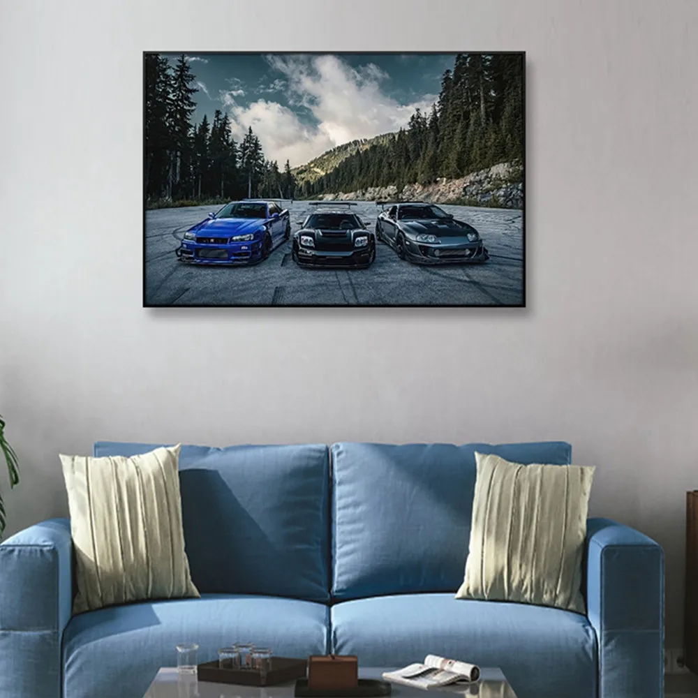 Modern Sports Car Canvas Art Poster Nature Road Travel Landscape Wall Print Painting for Bedroom Living Room Office Decor