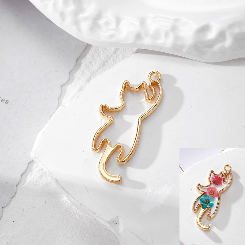 10 قطع لطيف القط شكل قلادة صينية الحافة سحر diy القرط سوار قلادة اليدوية صنع المجوهرات