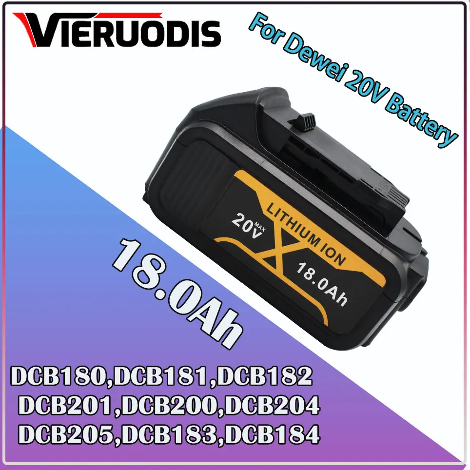 2024 New 20V 18000mAh Max Battery Replacement Tool for DeWalt DCB184 DCB181 DCB182 DCB200 20V 5A 20 Volt 20V Battery + 3A Charge