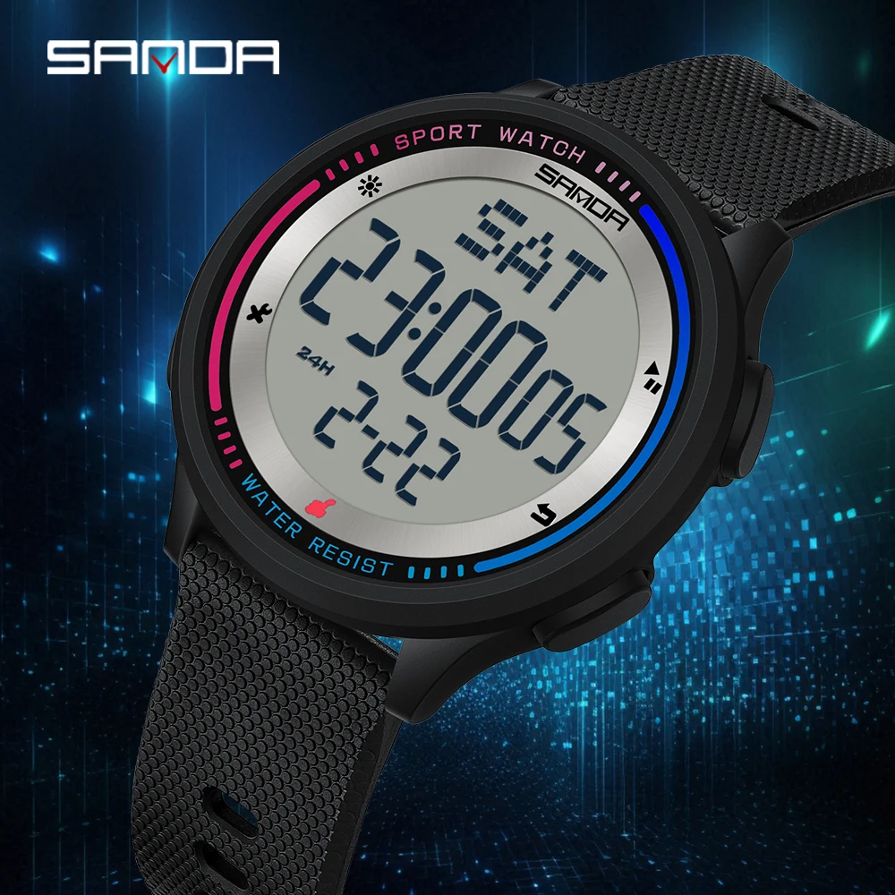 SANDA 6158 Fashion Waterproof Sports Mode Wristwatches Stopwatch Kids Children Digital Movement Teenager Students Watch Clock