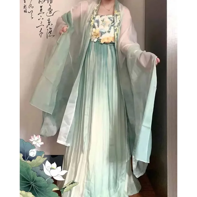 

Large Size 9XL Chinese Hanfu Dress Women Oversized Cosplay Costume Ancient Tang Suits Green Hanfu Dress For Ladies Plus Size
