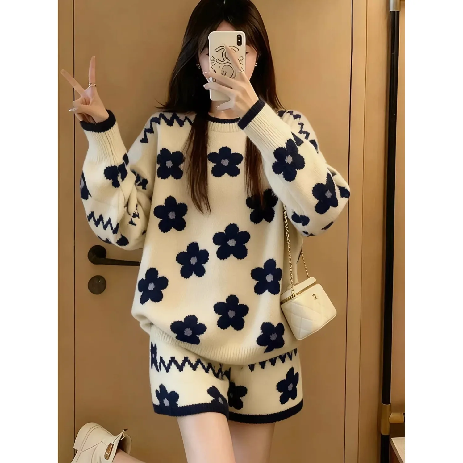 Cisas Nieuwjaar gebreide trui ort broek set Dames Faionable Unieke mooie winterkleding tweedelig pak